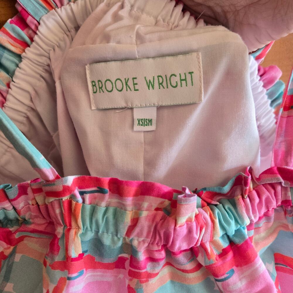 Brooke Wright Coco Tank Top Tuckernuck Blue Pink Bow Blouse XS/S Preppy Boho - Picture 3 of 6